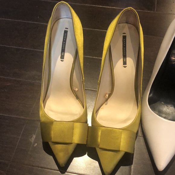 4” heeled Zara pumps bundle size 8/39 black, grey, chartreuse - Picture 2 of 13